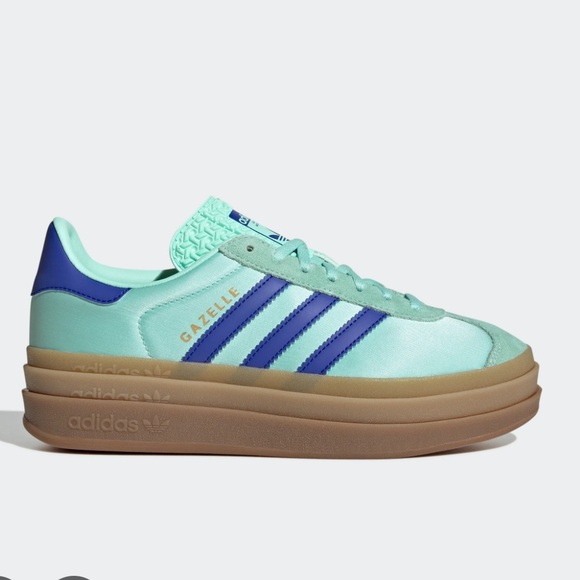 NWT - ADIDAS Gazelle Bold in Clear Mint Lucid Blue Gold Metallic - Picture 9 of 9